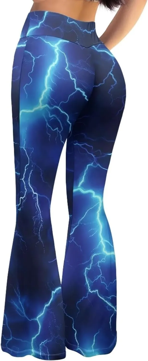 Camo Flared Leggings for High Waist Tummy Control, Women's Yoga Pants, Female Soft Lounge Pants for Sports Gym