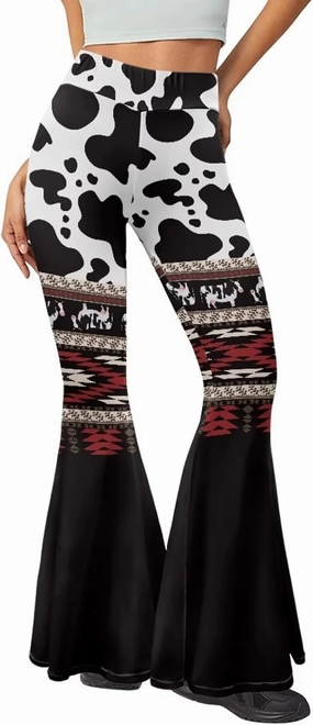 Camo Flared Leggings for High Waist Tummy Control, Women's Yoga Pants, Female Soft Lounge Pants for Sports Gym