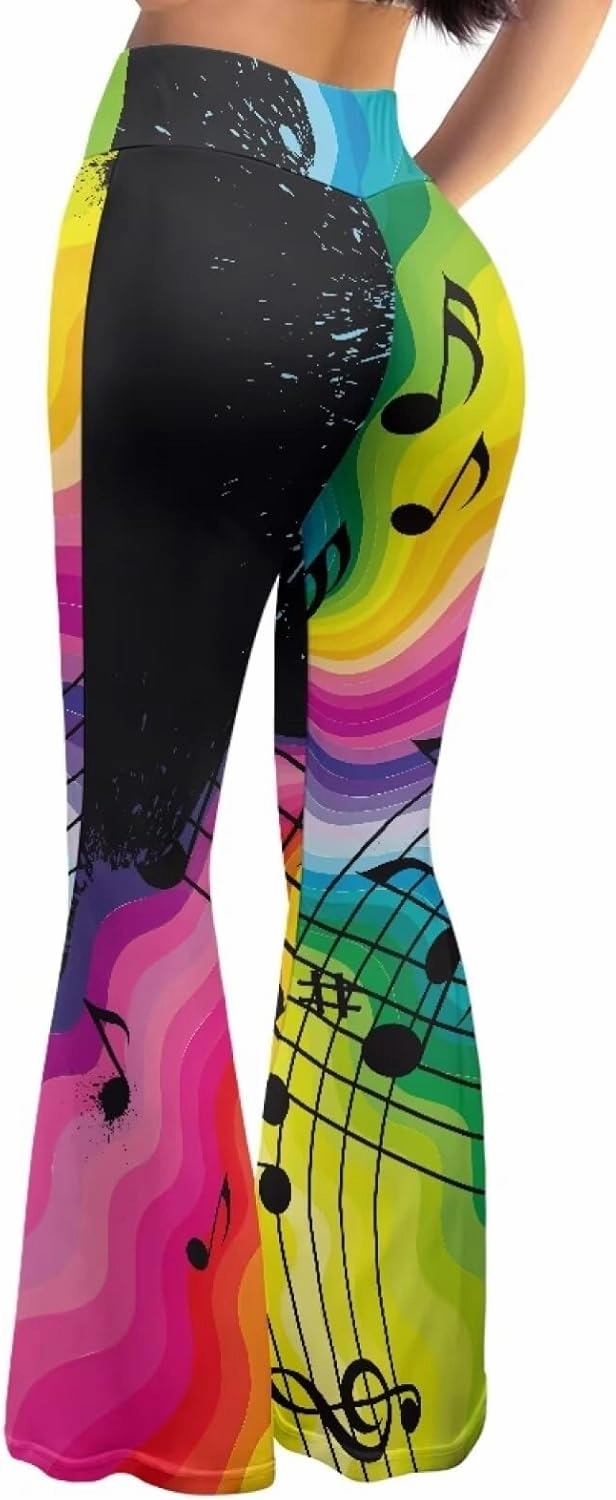 Camo Flared Leggings for High Waist Tummy Control, Women's Yoga Pants, Female Soft Lounge Pants for Sports Gym