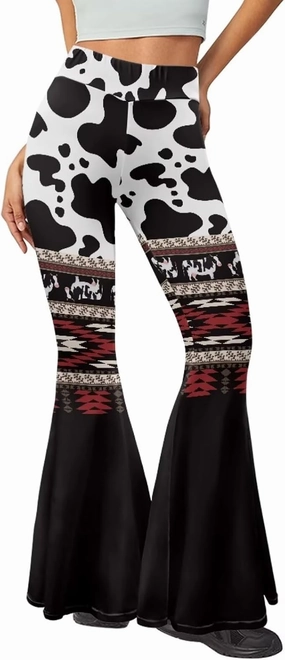Camo Flared Leggings for High Waist Tummy Control, Women's Yoga Pants, Female Soft Lounge Pants for Sports Gym