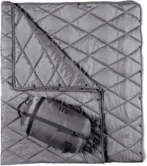 Camping Blanket - Packable, Ultra Warm and Lightweight with Snap Button Backpacking Quilt Water-Resistant, for Sleeping, Outdoors, Travel, and Indoor Use - Large/Gray