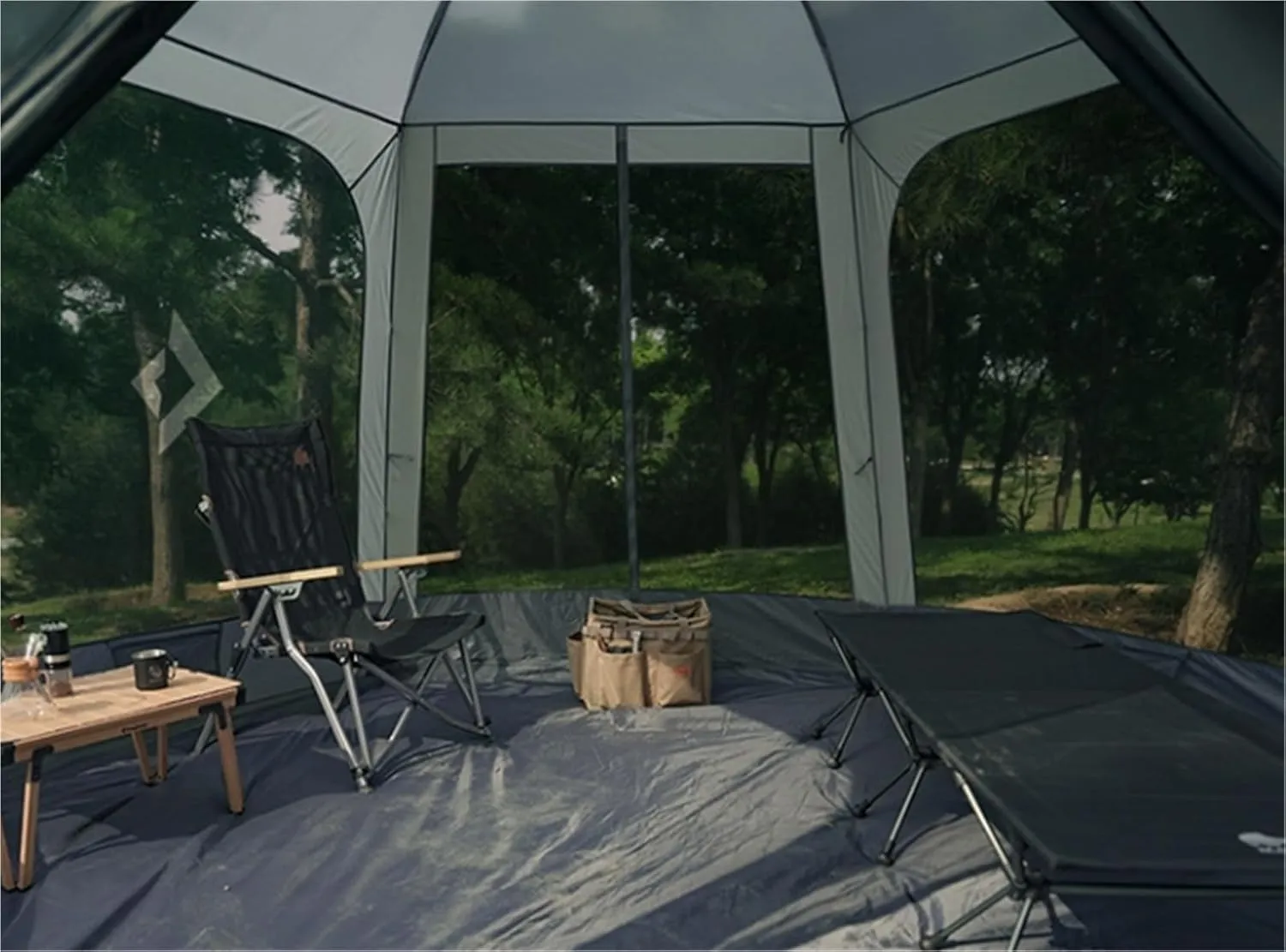 Canopy Tent Outdoor Camping Silver Coated Tent Hexagonal Awning Rainproof Sunshade