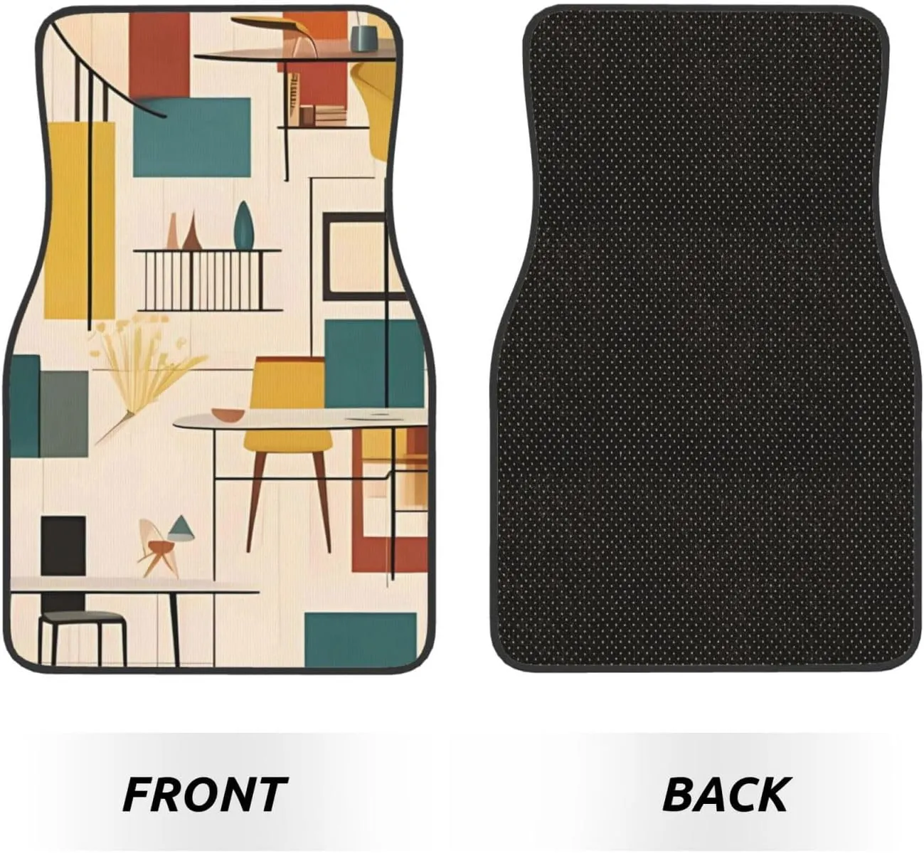 Car Floor Mats Four-Piece Set Non-Slip Automotive Front Rear Floor Foot Mats Mid Century Modern Car Mats Car Accessories Universal Car Floor Carpets for Car Trucks SUV Sedans
