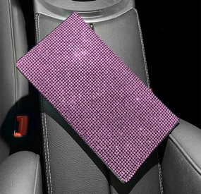 Car Registration and Insurance Holder Vehicle License Document Holder for Cards, Driver License and Essential Document registration and insurance card holder Glove Box Organizer Bling Rhinestone pink