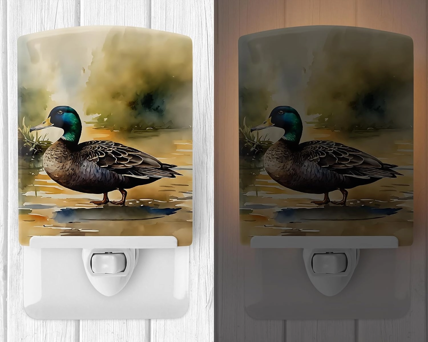 Caroline's Treasures American Black Duck Ceramic Night Light Compact, UL-Certified, Ideal for Bedroom, Bathroom, Nursery, Hallway, Kitchen, 6x4x3, Multicolor