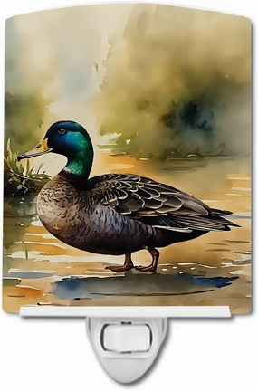 Caroline's Treasures American Black Duck Ceramic Night Light Compact, UL-Certified, Ideal for Bedroom, Bathroom, Nursery, Hallway, Kitchen, 6x4x3, Multicolor