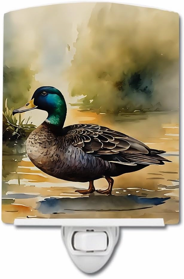 Caroline's Treasures American Black Duck Ceramic Night Light Compact, UL-Certified, Ideal for Bedroom, Bathroom, Nursery, Hallway, Kitchen, 6x4x3, Multicolor