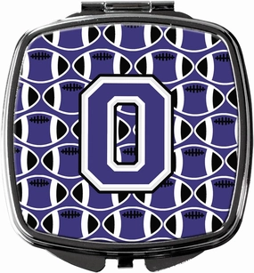 Caroline's Treasures CJ1068-OSCM Letter O Football Purple and White Compact Mirror Decorative Travel Makeup Mirror for Women Girls Gifts Pocket Makeup Mirror Folding Handheld