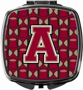 Caroline's Treasures CJ1078-ASCM Letter A Football Garnet and Gold Compact Mirror Decorative Travel Makeup Mirror for Women Girls Gifts Pocket Makeup Mirror Folding Handheld