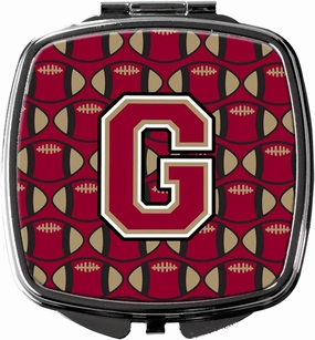 Caroline's Treasures CJ1078-GSCM Letter G Football Garnet and Gold Compact Mirror Decorative Travel Makeup Mirror for Women Girls Gifts Pocket Makeup Mirror Folding Handheld