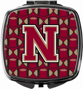 Caroline's Treasures CJ1078-NSCM Letter N Football Garnet and Gold Compact Mirror Decorative Travel Makeup Mirror for Women Girls Gifts Pocket Makeup Mirror Folding Handheld