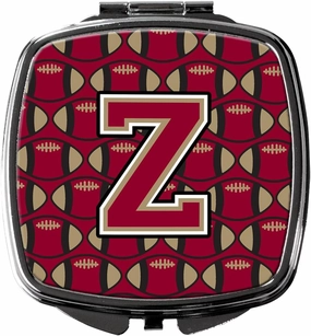 Caroline's Treasures CJ1078-ZSCM Letter Z Football Garnet and Gold Compact Mirror Decorative Travel Makeup Mirror for Women Girls Gifts Pocket Makeup Mirror Folding Handheld