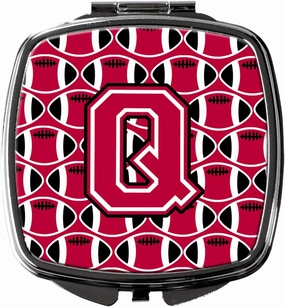 Caroline's Treasures CJ1079-QSCM Letter Q Football Crimson and White Compact Mirror Decorative Travel Makeup Mirror for Women Girls Gifts Pocket Makeup Mirror Folding Handheld