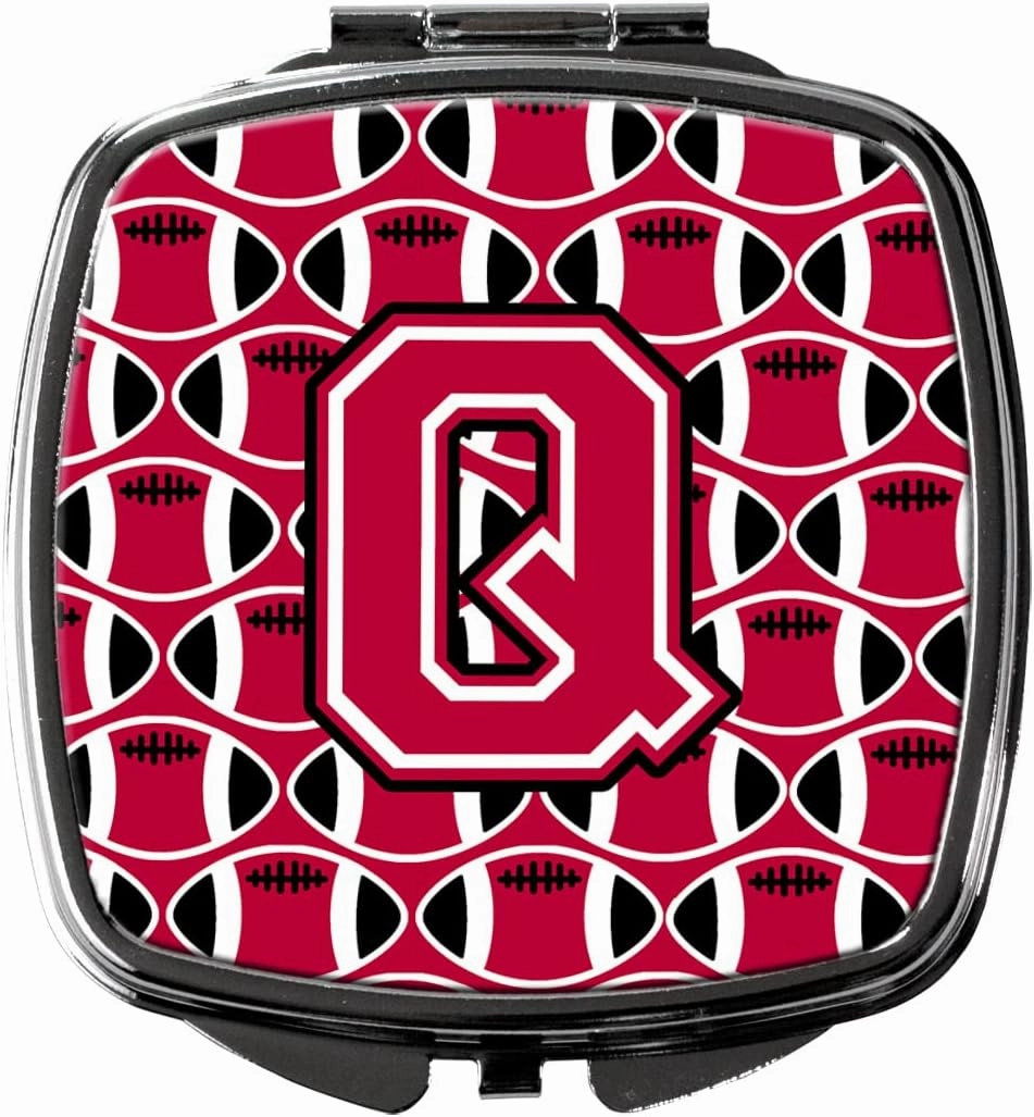 Caroline's Treasures CJ1079-QSCM Letter Q Football Crimson and White Compact Mirror Decorative Travel Makeup Mirror for Women Girls Gifts Pocket Makeup Mirror Folding Handheld