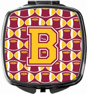 Caroline's Treasures CJ1081-BSCM Letter B Football Maroon and Gold Compact Mirror Decorative Travel Makeup Mirror for Women Girls Gifts Pocket Makeup Mirror Folding Handheld