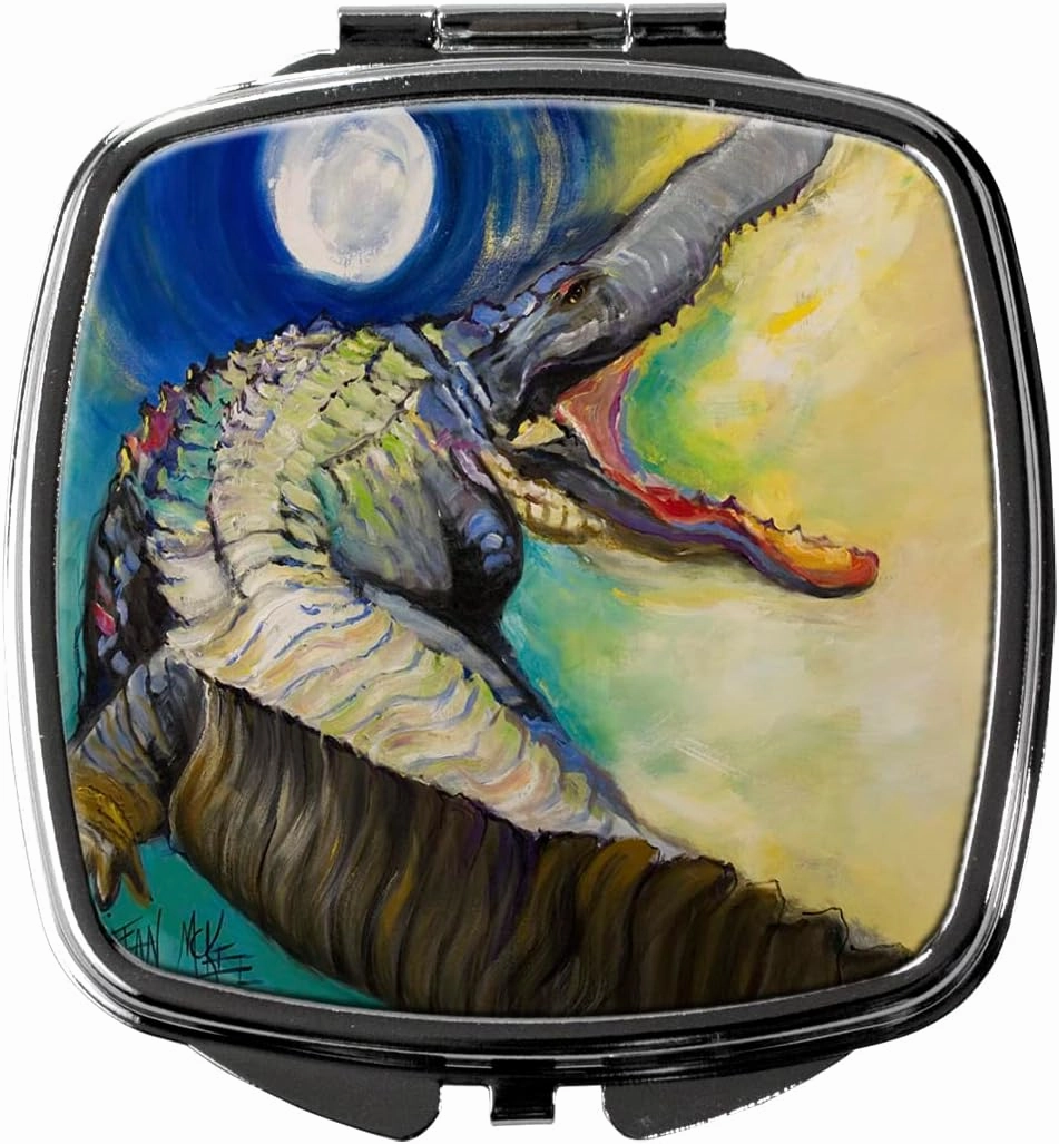 Caroline's Treasures JMK1207SCM Alligator Compact Mirror Decorative Travel Makeup Mirror for Women Girls Gifts Pocket Makeup Mirror Folding Handheld