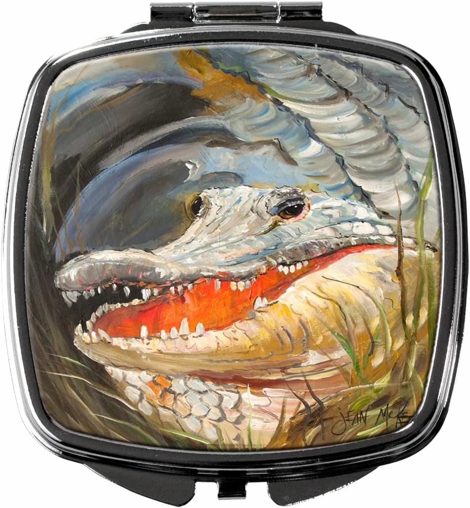 Caroline's Treasures JMK1208SCM Alligator Compact Mirror Decorative Travel Makeup Mirror for Women Girls Gifts Pocket Makeup Mirror Folding Handheld