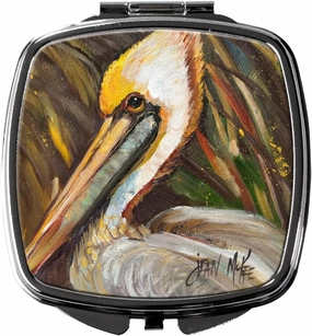 Caroline's Treasures JMK1217SCM Pelican lookin East Compact Mirror Decorative Travel Makeup Mirror for Women Girls Gifts Pocket Makeup Mirror Folding Handheld