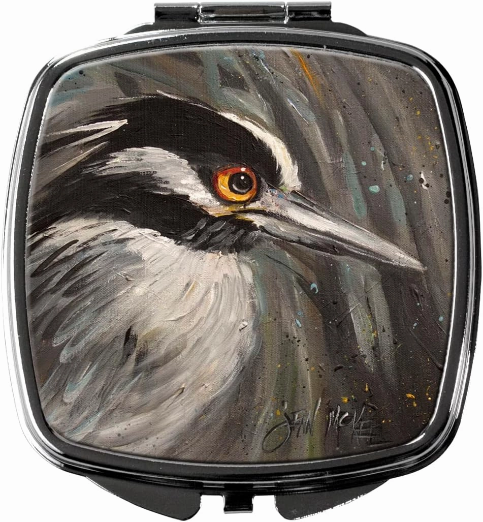 Caroline's Treasures JMK1219SCM Night Heron Compact Mirror Decorative Travel Makeup Mirror for Women Girls Gifts Pocket Makeup Mirror Folding Handheld