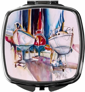 Caroline's Treasures JMK1240SCM Dry Dock Sailboats Compact Mirror Decorative Travel Makeup Mirror for Women Girls Gifts Pocket Makeup Mirror Folding Handheld