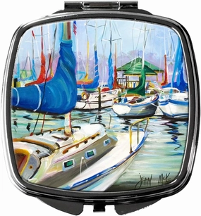 Caroline's Treasures JMK1241SCM Day break Sailboats Compact Mirror Decorative Travel Makeup Mirror for Women Girls Gifts Pocket Makeup Mirror Folding Handheld