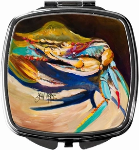 Caroline's Treasures JMK1258SCM Crab to Claw UP Crab Compact Mirror Decorative Travel Makeup Mirror for Women Girls Gifts Pocket Makeup Mirror Folding Handheld