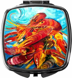 Caroline's Treasures JMK1264SCM Crawfish Compact Mirror Decorative Travel Makeup Mirror for Women Girls Gifts Pocket Makeup Mirror Folding Handheld