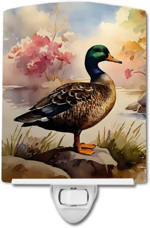 Caroline's Treasures American Black Duck Ceramic Night Light Compact, UL-Certified, Ideal for Bedroom, Bathroom, Nursery, Hallway, Kitchen, 6x4x3, Multicolor