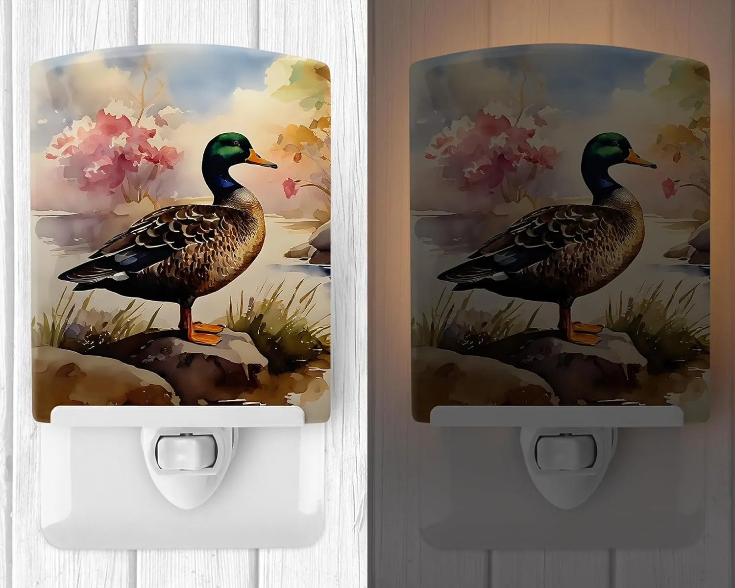 Caroline's Treasures American Black Duck Ceramic Night Light Compact, UL-Certified, Ideal for Bedroom, Bathroom, Nursery, Hallway, Kitchen, 6x4x3, Multicolor