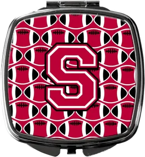 Caroline's Treasures CJ1079-SSCM Letter S Football Crimson and White Compact Mirror Decorative Travel Makeup Mirror for Women Girls Gifts Pocket Makeup Mirror Folding Handheld