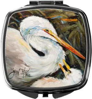Caroline's Treasures JMK1227SCM White Egret Compact Mirror Decorative Travel Makeup Mirror for Women Girls Gifts Pocket Makeup Mirror Folding Handheld