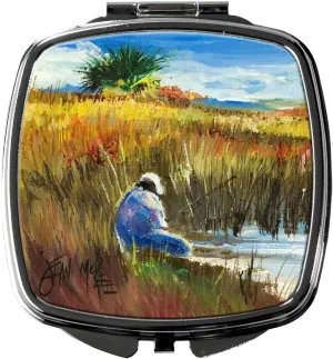 Caroline's Treasures JMK1274SCM Fishing on the bank Compact Mirror Decorative Travel Makeup Mirror for Women Girls Gifts Pocket Makeup Mirror Folding Handheld