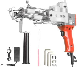 Carpet Tufting Machine,Cut Pile/Loop Pile 2-in-1 Electric Tufter,5-40 Needles/Second Adjustable Speed,360° Rotating Ergonomic Handle,Suitable for Tufting Enthusiasts,Carpet/Tapestry DIY Tool