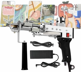 Carpet Tufting Machine,Cut Pile/Loop Pile 2-in-1 Electric Tufter,5-40 Needles/Second Adjustable Speed, 360° Rotating Ergonomic Handle,for Tufting Craft Lovers,Carpet/Tapestry DIY Tools,Black