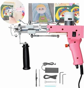 Carpet Tufting Machine, Cut Pile/Loop Pile 2-in-1 Electric Tufter, 5-40 Needles/Second Adjustable Speed, 360° Rotating Ergonomic Handle,for Tufting Craft Lovers, Carpet/Tapestry DIY Tools