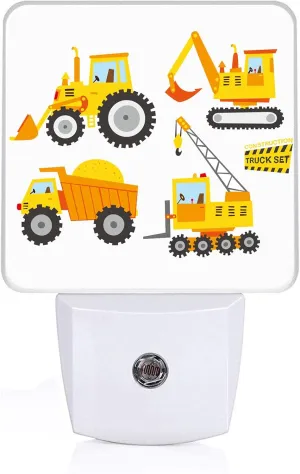 Cartoon Truck Night light, Plug-into Wall Machinery Excavator Building Machine Boy Car Toy Nightlight Lamp with Dusk to Dawn Sensor, Led Lamp 0.5W Energy Efficient for Boys Girls Adults Home Decor