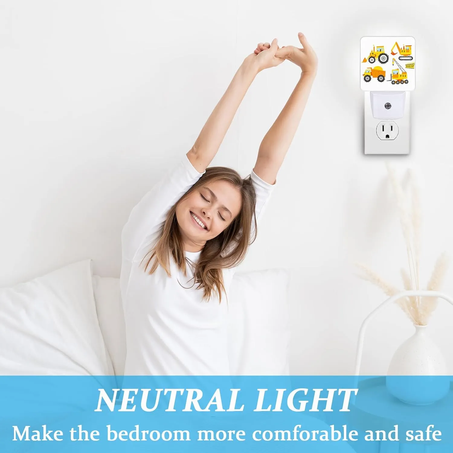 Cartoon Truck Night light, Plug-into Wall Machinery Excavator Building Machine Boy Car Toy Nightlight Lamp with Dusk to Dawn Sensor, Led Lamp 0.5W Energy Efficient for Boys Girls Adults Home Decor
