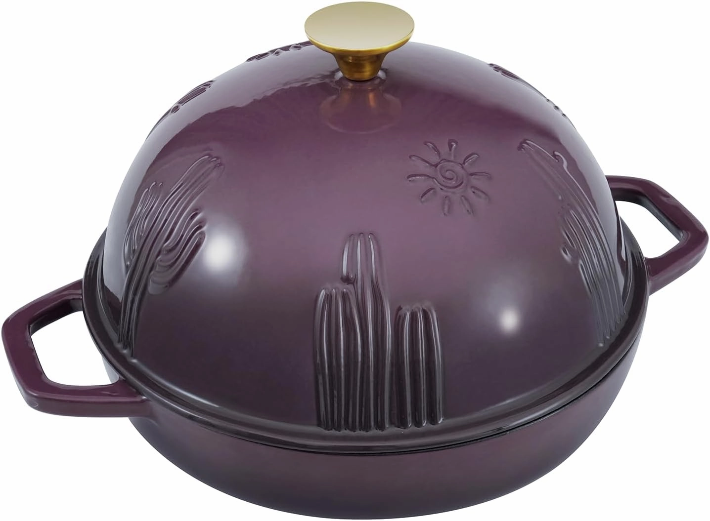 Cast Iron Bread Dutch Oven with Cloche Lid for Bread Baking Magenta Enameled Cast Iron Bread Oven with Dome Lid for Sourdough 5 qt