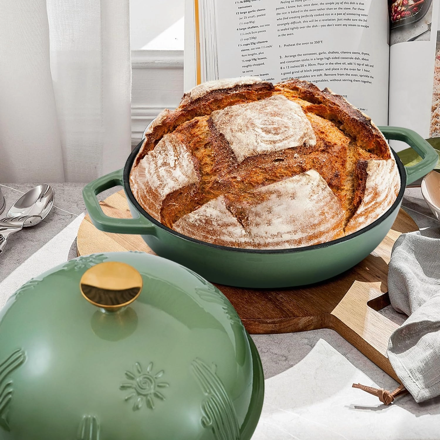 Cast Iron Bread Dutch Oven with Cloche Lid for Bread Baking Magenta Enameled Cast Iron Bread Oven with Dome Lid for Sourdough 5 qt