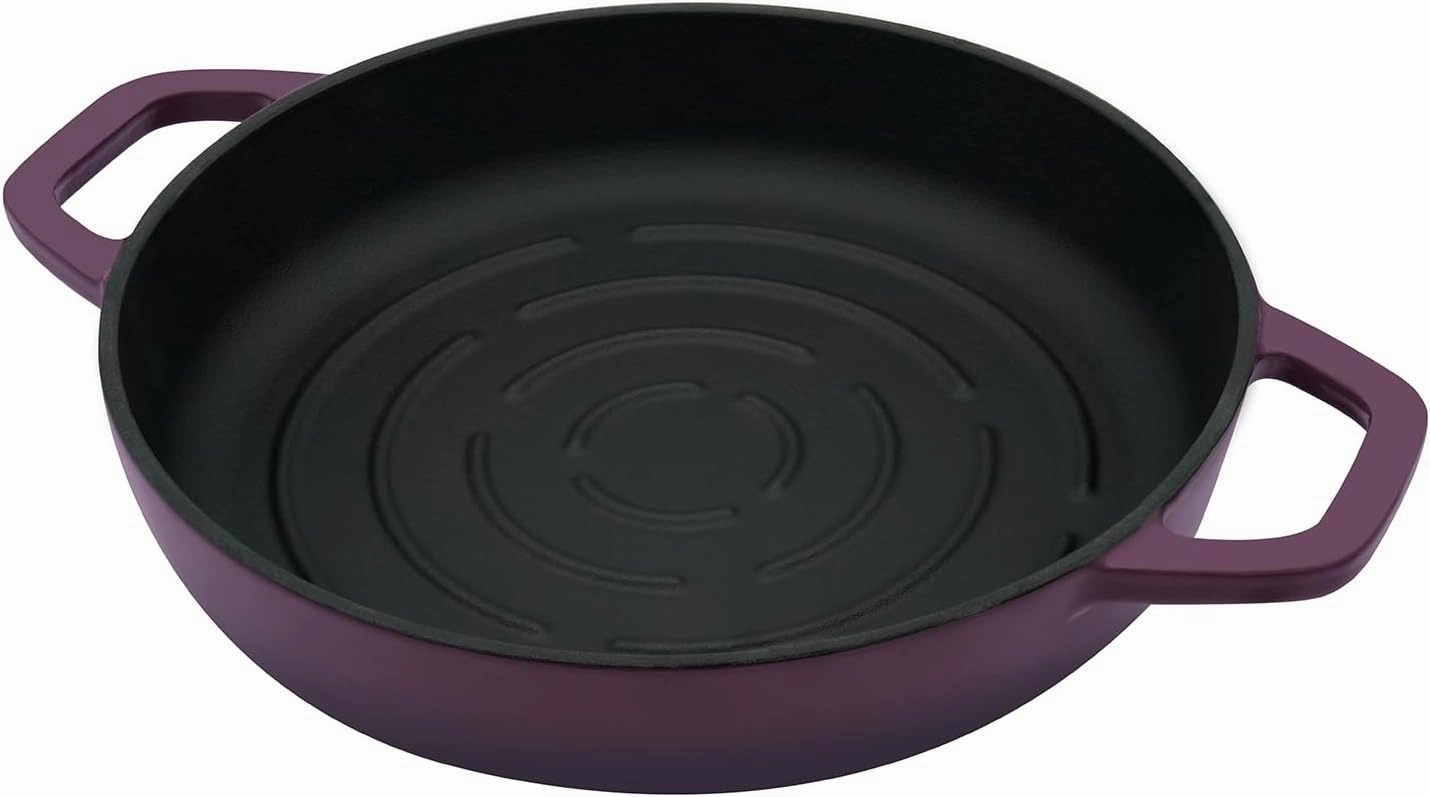Cast Iron Bread Dutch Oven with Cloche Lid for Bread Baking Magenta Enameled Cast Iron Bread Oven with Dome Lid for Sourdough 5 qt