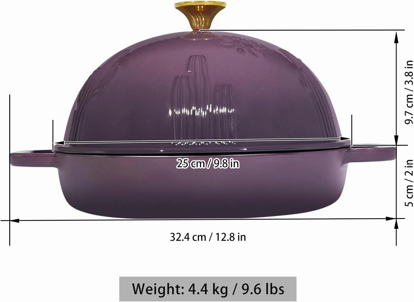Cast Iron Bread Dutch Oven with Cloche Lid for Bread Baking Magenta Enameled Cast Iron Bread Oven with Dome Lid for Sourdough 5 qt