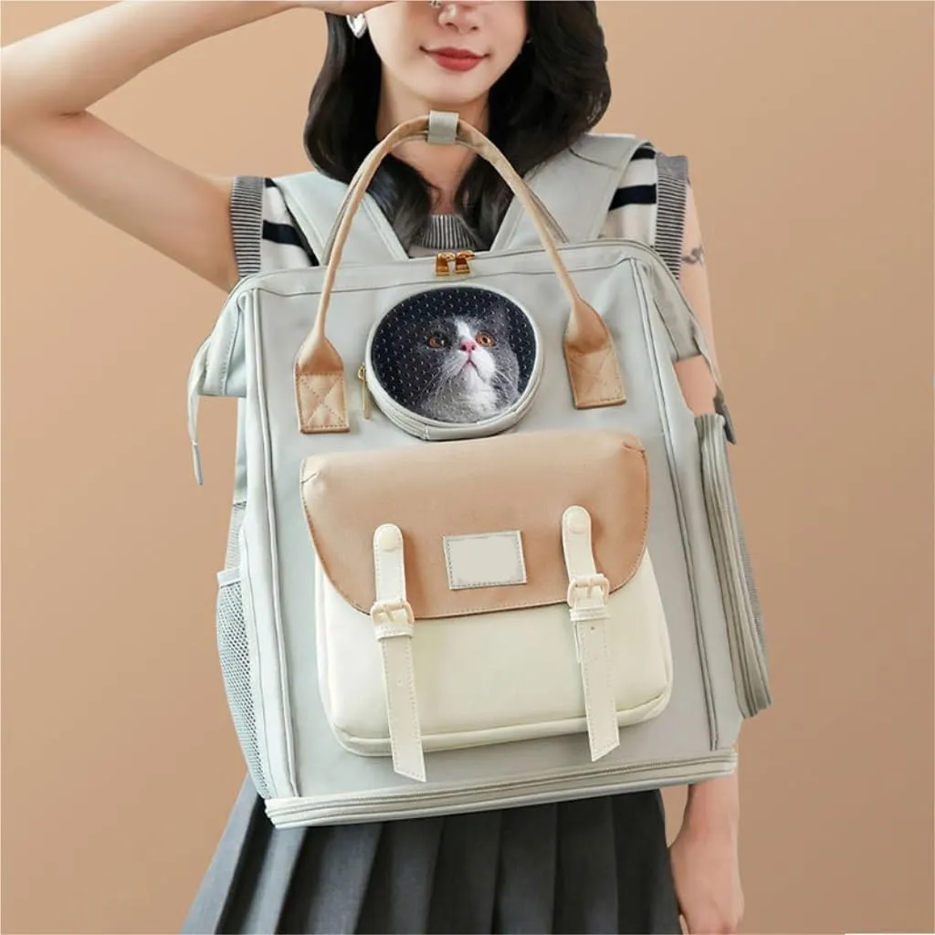 Cat Bag Fashionable and Versatile Cat Outing Bag, Backpack, Shoulder Bag, Dual-Purpose Cat Bag, Pet Supplies Cat Carrier(G)
