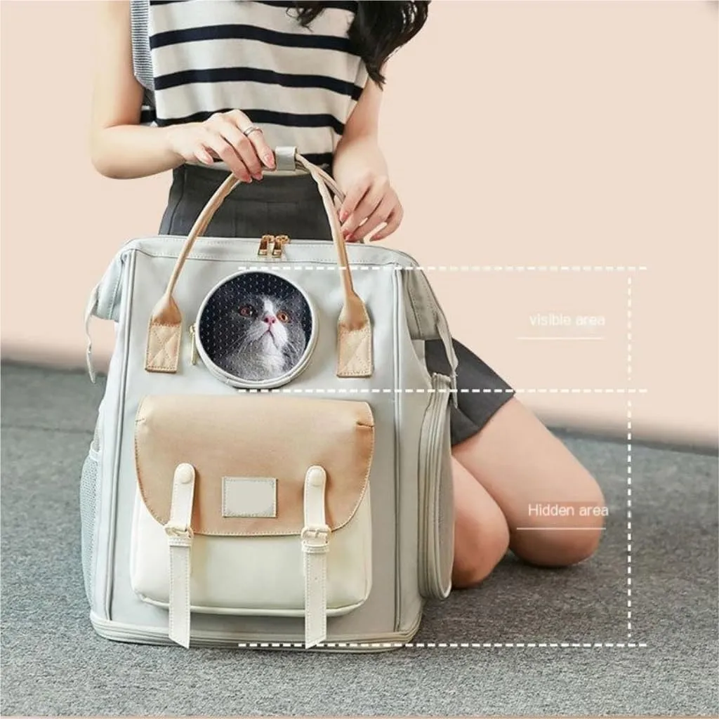 Cat Bag Fashionable and Versatile Cat Outing Bag, Backpack, Shoulder Bag, Dual-Purpose Cat Bag, Pet Supplies Cat Carrier(G)