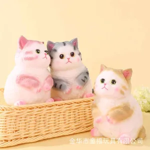 Cat Squishy Toy – Stress Relief Fidget for Adults, Soft TPR Material, Cute Kawaii Cat Design, Squeeze Toy for Anxiety Relief, Office Desk, Gifts, Sensory Play (White Grey)