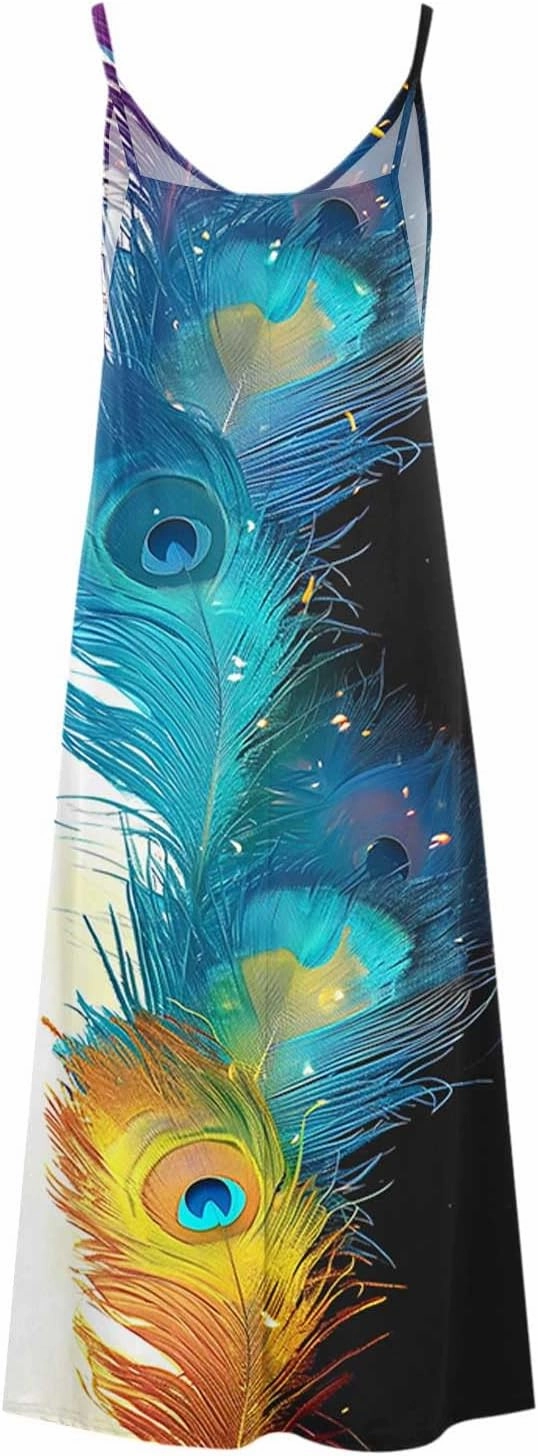 Ceboyel Womens Floral Boho Sundresses 2024 Spaghetti Strap Summer Maxi Dress Casual Sun Dress Trendy Beach Vacation Clothes