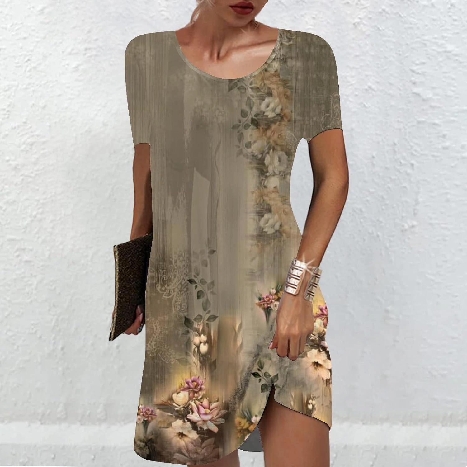 Ceboyel Womens Floral Vintage Dresses Short Sleeve Petite Dress Dressy Summer Casual Dresses Bohemian Clothes 2023