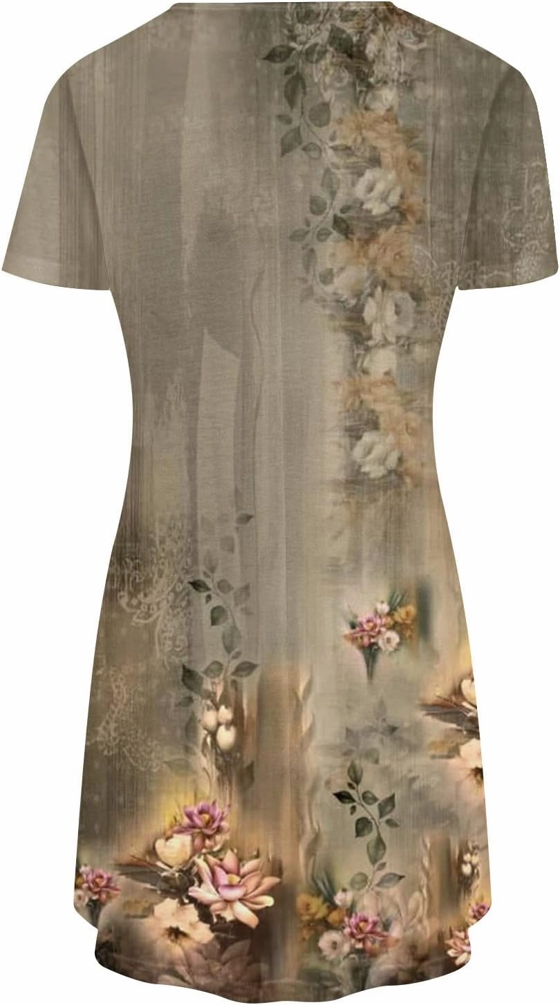 Ceboyel Womens Floral Vintage Dresses Short Sleeve Petite Dress Dressy Summer Casual Dresses Bohemian Clothes 2023