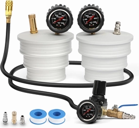 Charge Air Cooler CAC Boost Leak Tester Kit 3" 3.5" 4" Stepped Adapters,6061 Billet Aluminum CAC Intercoolers Leak Detection Tool with 150 PSI Regulator,US/EU Air Fittings,for Tractors,Semi-Trucks