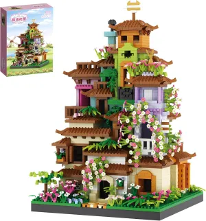Cherry Blossom Flower House Micro Mini Building Block Sets for Adult, Treehouse Villa Garden Modell Kit for Girls 6-12（3350 Pieces）