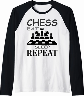 Chess Play T-Shirt Chessboard Chess Mat Gift Idea Raglan Baseball Tee
